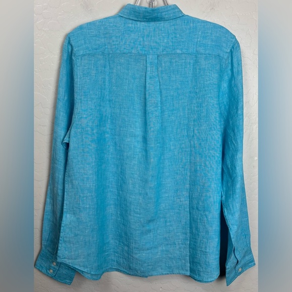 NEW UNTUCKit Blush-Aqua Button‎ Down Cottage Preppy Shirt Blue Sz 14 $98 1000 - Picture 4 of 8